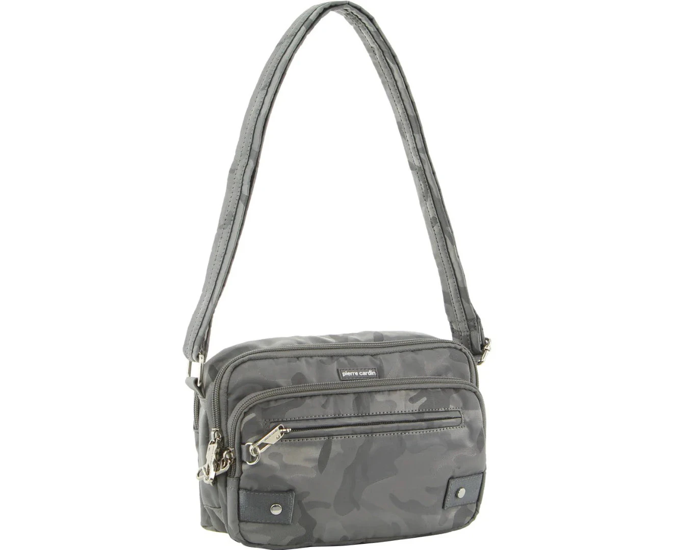 Pierre Cardin Anti-Theft Cross Body Bag Slash Proof RFID Blocking - Grey-Camo