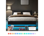 Oikiture Bed Frame Double Size LED Gas Lift Black LAYZ