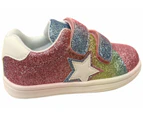 Grosby Spark Infant Toddler Girls Shoes With Adjustable Straps - Pink Multi Glitter