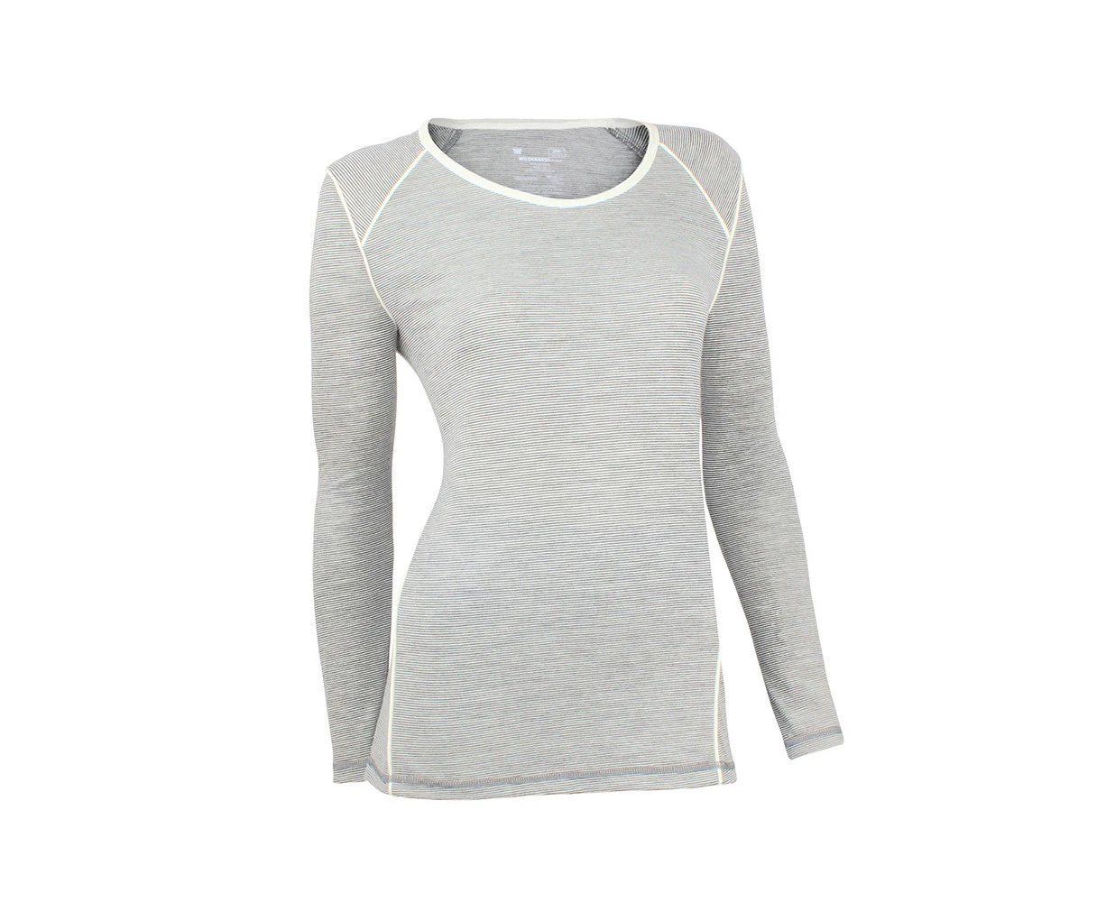 Wilderness Women Long Sleeve Tee Top Shirt Activewear Base Layer Grey - Grey Heather