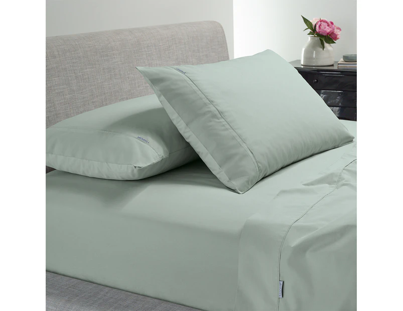 Bianca Heston 300TC Cotton Percale Flat/Fitted Sheet/Pillowcase Sage - Sage