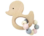 Hess Spielzeug Wooden 9.5cm Rattle Griffon Duck Toy Baby/Infant 0m+ Natural Pink