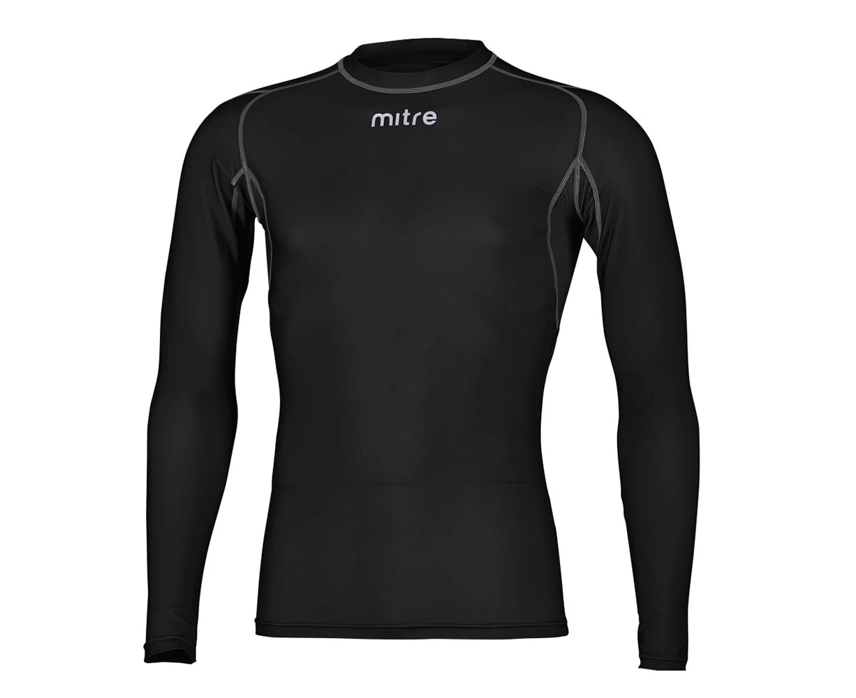 Mitre Neutron Base Layer Black Compression Long Sleeve Top Kids Sportswear - Black