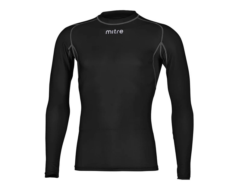 Mitre Neutron Base Layer Black Compression Long Sleeve Top Kids Sportswear - Black