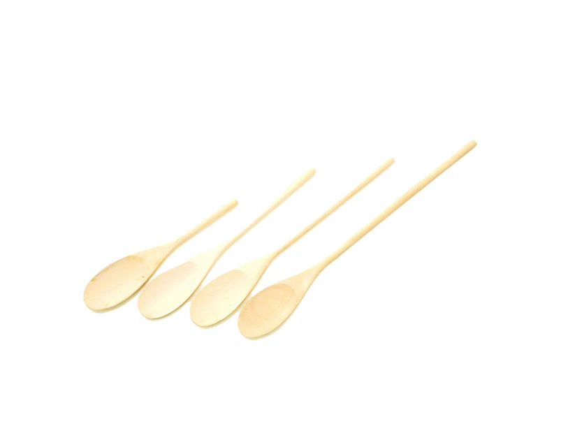 4pc Cuisena Wooden 20.5/25.5/30.5/35.5cm Spoon Cutlery Utensil Tableware Cream