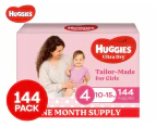 Huggies Ultra Dry For Girls Size 4 10-15kg Nappies 144pk