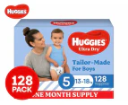 Huggies Ultra Dry For Boys Size 5 13-18kg Nappies 128pk