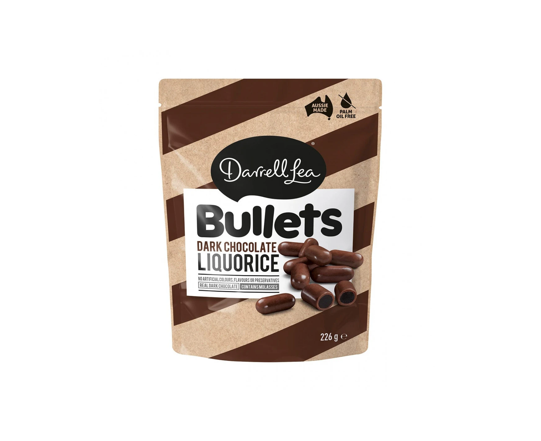 Darrell Lea Dark Chocolate Liquorice Bullets 226g x 12