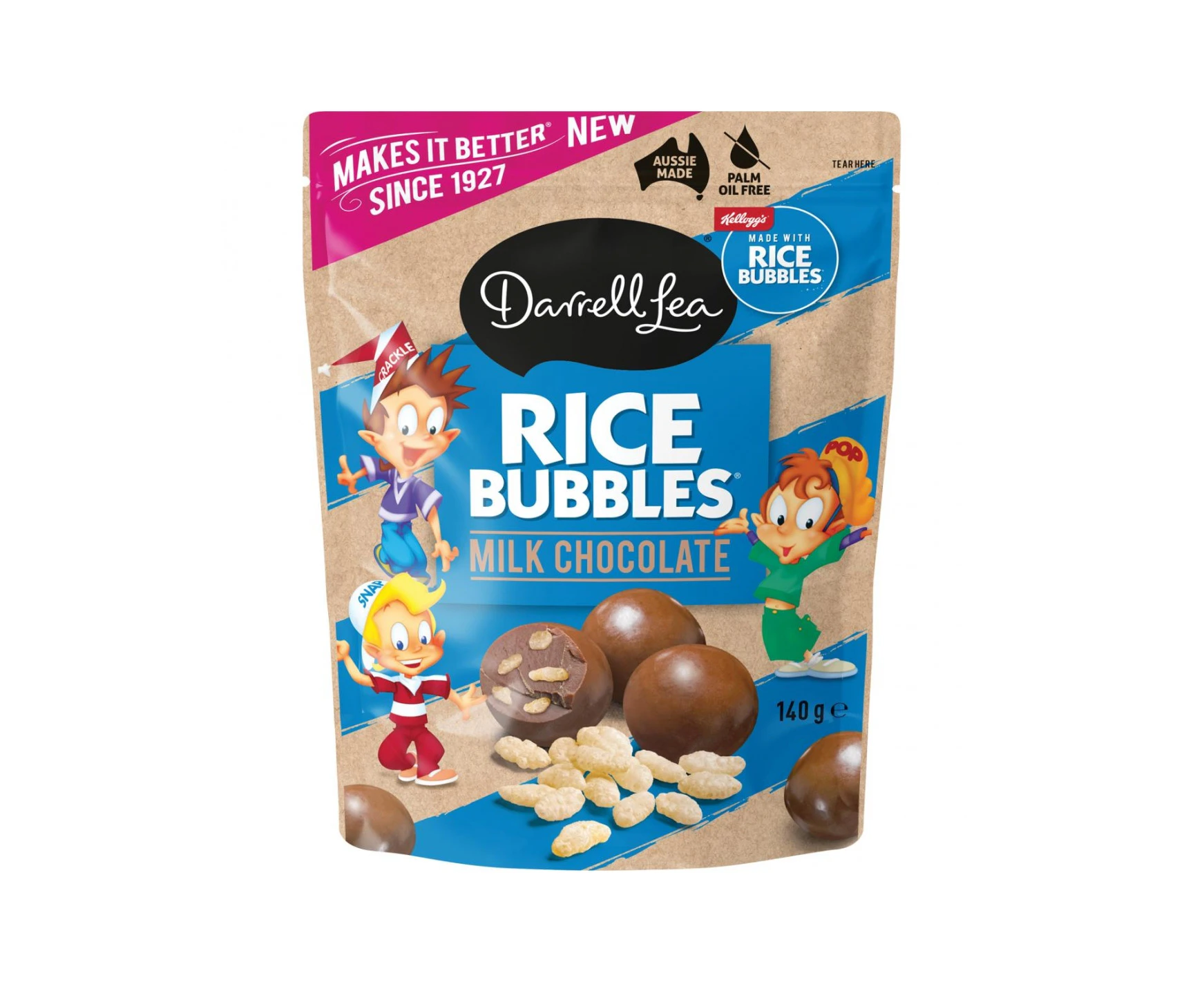 Darrell Lea Rice Bubbles Milk Chocolate Balls 140g x 12