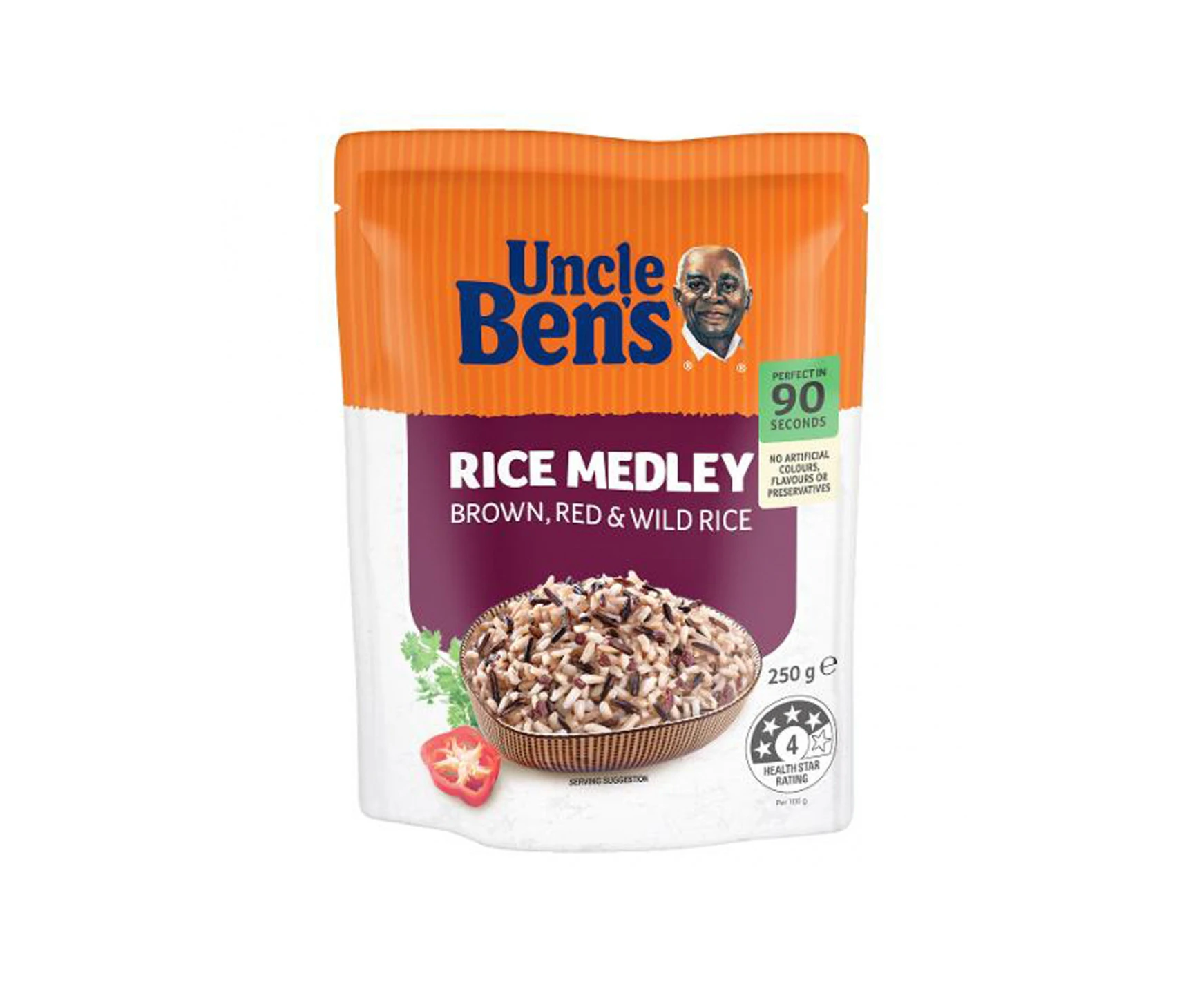 Uncle Bens Rice & Grains Brown Red & Wild Medley 250g x 6