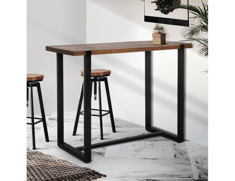 Levede High Bar Table Industrial Pub Table Dining Solid Wood Cafe Desk 120X50CM