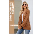 Women's fashion loose lazy wind in the long sweater jacket solid color openwork knitted sweater cardigan-Green sweater jacket