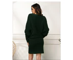 Women's High Neck Long Sleeve Loose Bat Sleeve Long Pullover Sweater Dress Oversized Sweater Dress Soft Winter Pullover Dresses-Dark green