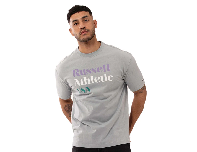 Russell Athletic Men's Serif Athletic Tee / T-Shirt / Tshirt - Concrete