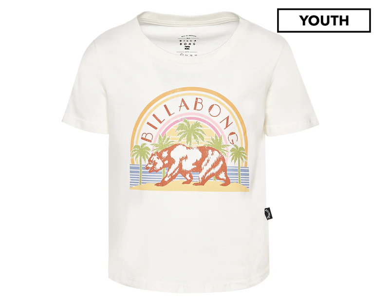 Billabong Girls' Cali Bear Tee / T-Shirt / Tshirt - Salt Crystal/Multi