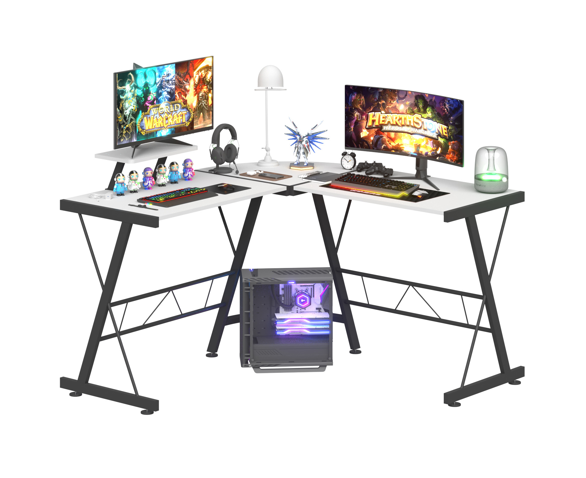 Advwin L Shaped Computer Office Desk Corner Gaming Desk Study Table ...