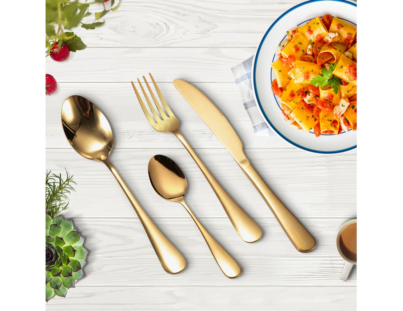 24 Piece Stainless Steel Cutlery Set Boxed Gift Tableware Steak Knife Fork Spoon Teaspoon Gold