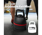 FitnessLAB 18kg Adjustable Kettlebell Weights Set Home Gym Strength Exercise