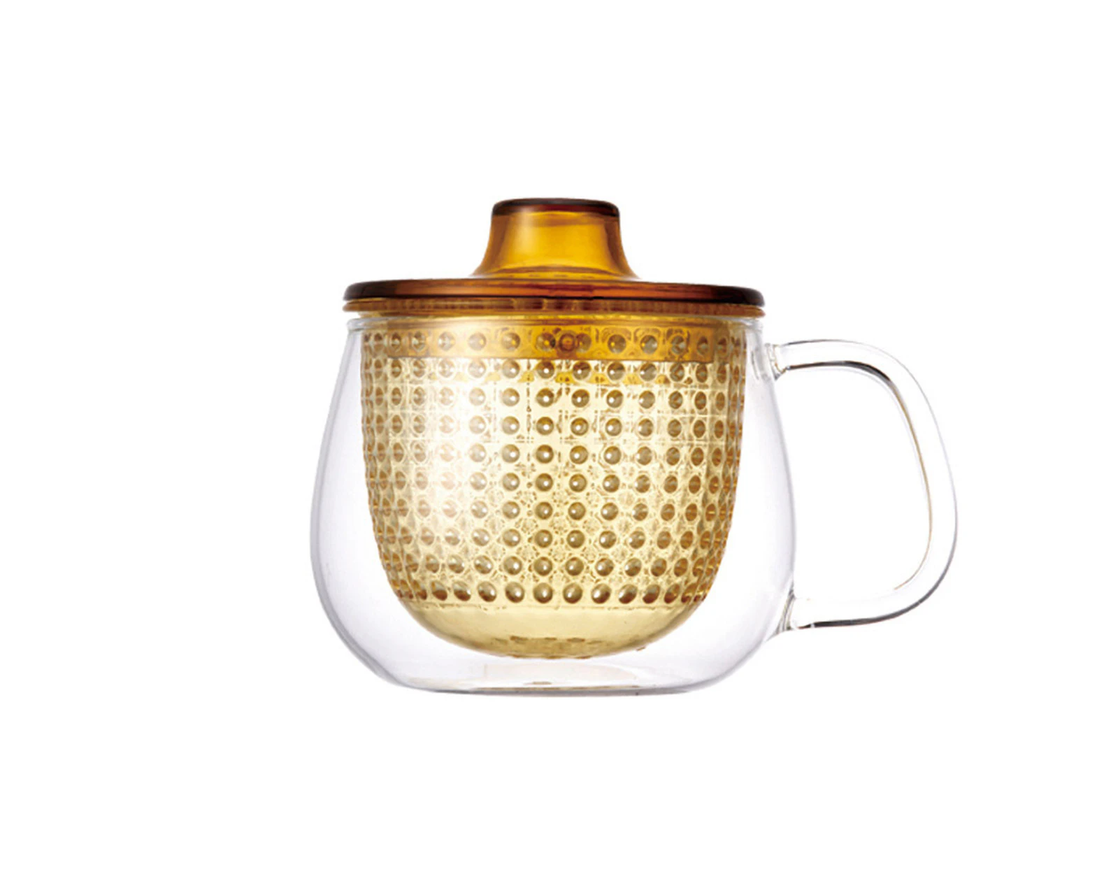 Kinto Unitea 350ml/12.2cm Unimug Glass Cup Tea Drink Mug w/ Strainer/Lid Yellow