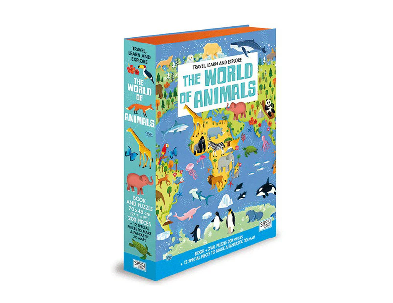 200pc Sassi Junior World of Animals Educational Fun Book & 3D Puzzle Game Set