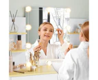 Advwin Dressing Table Stool Set 10 LED Bulbs Makeup Mirror Vanity Desk Open Shelves and Drawers White