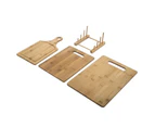 4pc Davis & Waddell Essentials Bamboo Cutting/Chopping Board With Stand Set