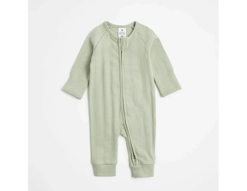 Target Baby Organic Cotton Pointelle Zip Coverall - Green