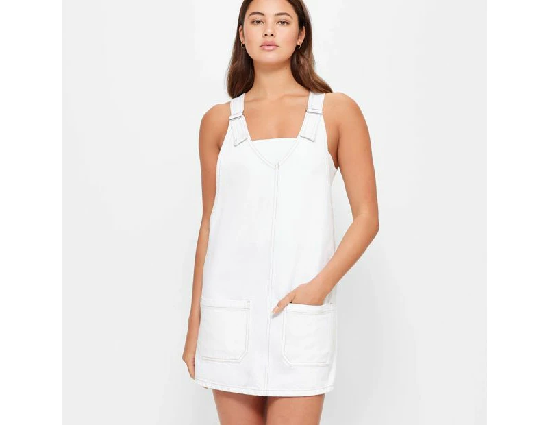 Denim Pinafore - Lily Loves - White