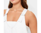 Denim Pinafore - Lily Loves - White