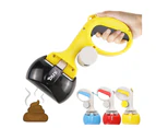 Portable Poop Scooper Dog Waste Cleaner for Walk with Poop Bag Dispenser Waste Bags and Dog Leash Hook Included - Yellow