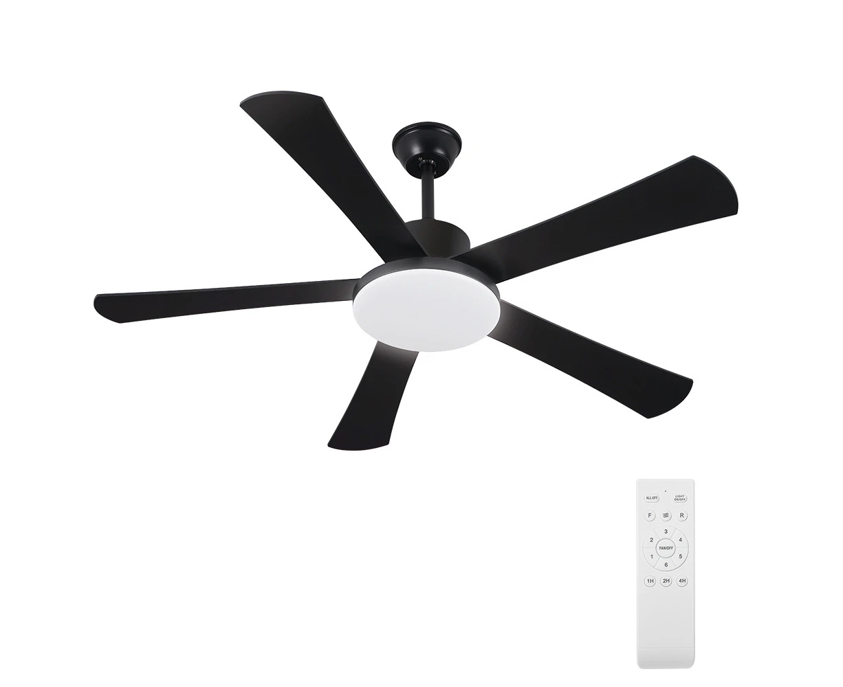 Krear 52" Ceiling Fan With Light 5 Wooden Blades Fans Remote Control 6 Speed For Living Room