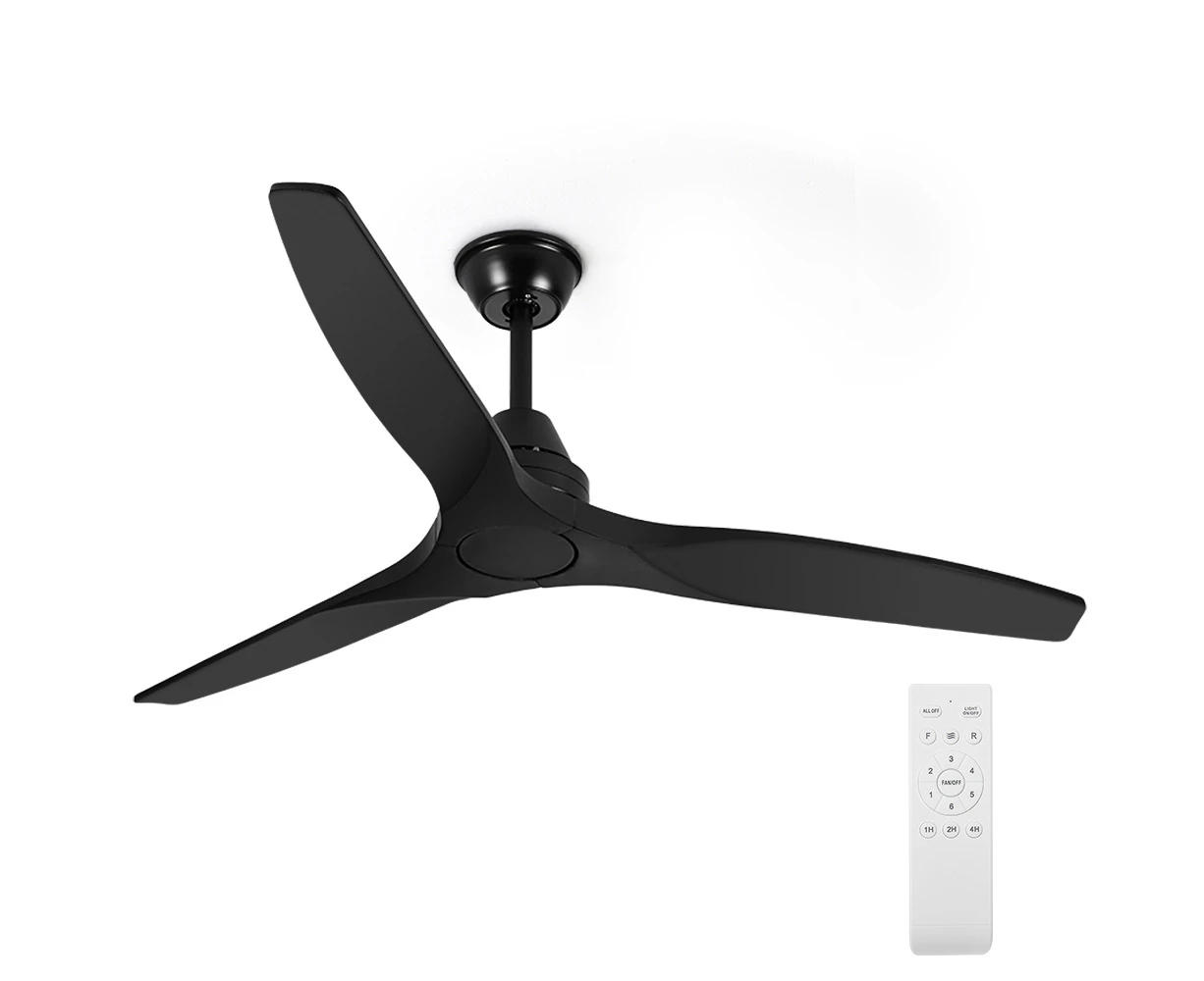 Krear 52" Ceiling Fan With Remote Control Wooden Blades Motor Fans Indoor Black For Living Room