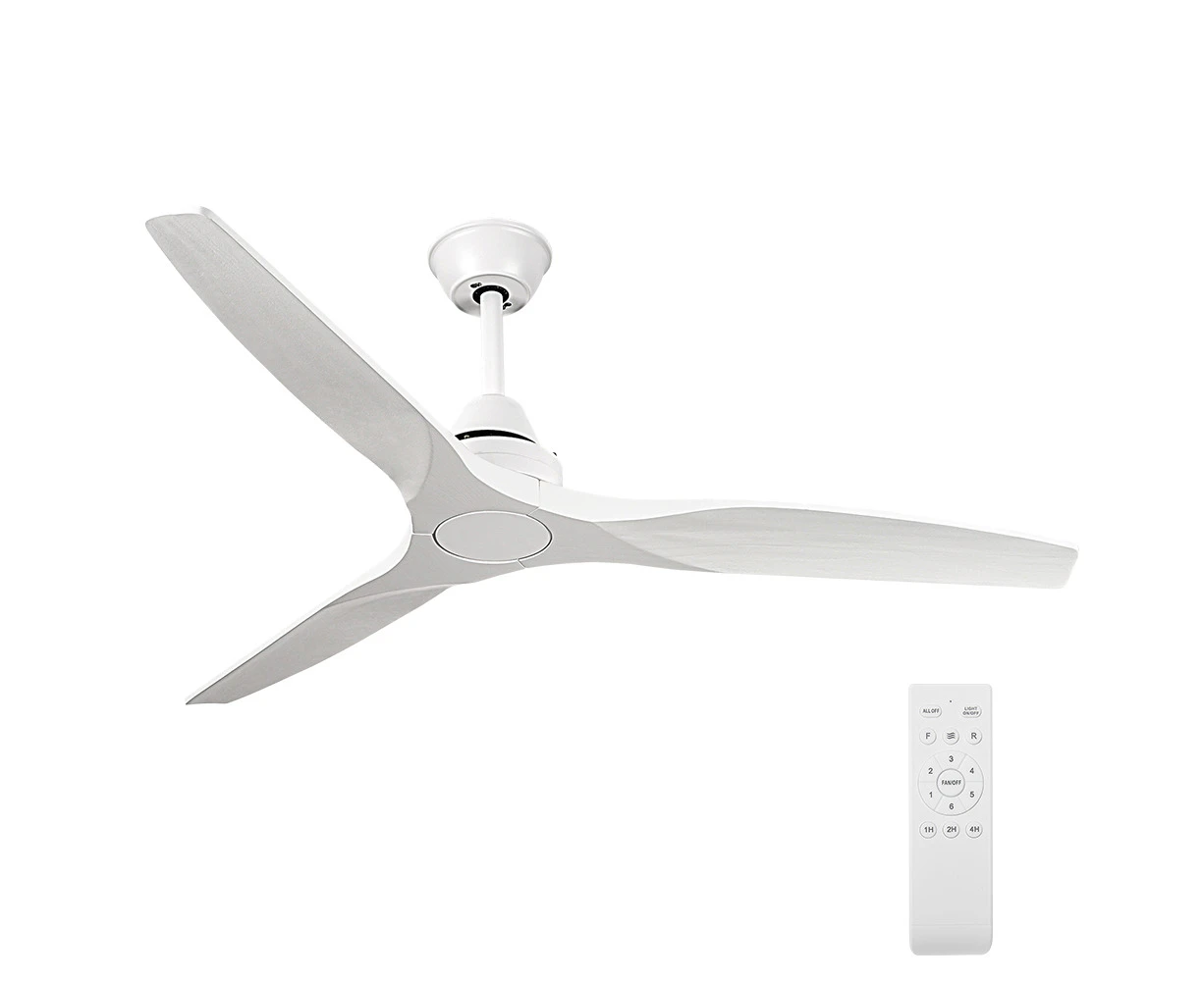 Krear 52" Ceiling Fan With Remote Control Wooden Blades Motor Fans Indoor White For Living Room