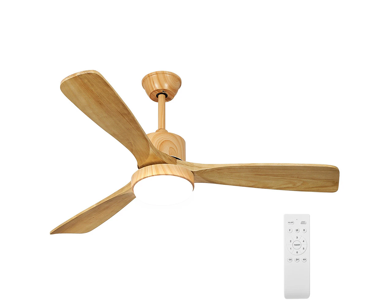 Krear Ceiling Fan With Light 52" DC Motor Wooden Blade Remote Control 6 Speed For Living Room