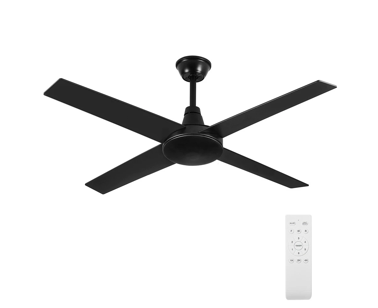 Krear 52" Ceiling Fan Wooden Blades Fans with Remote Control Timer 6 Speed Black For Living Room