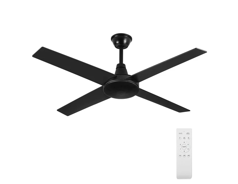 Krear 52" Ceiling Fan Wooden Blades Fans with Remote Control Timer 6 Speed Black For Living Room