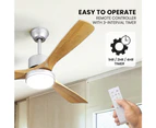 Krear 52" Ceiling Fan With Light Wooden Blade DC Motor Remote Control 6 Speed For Living Room