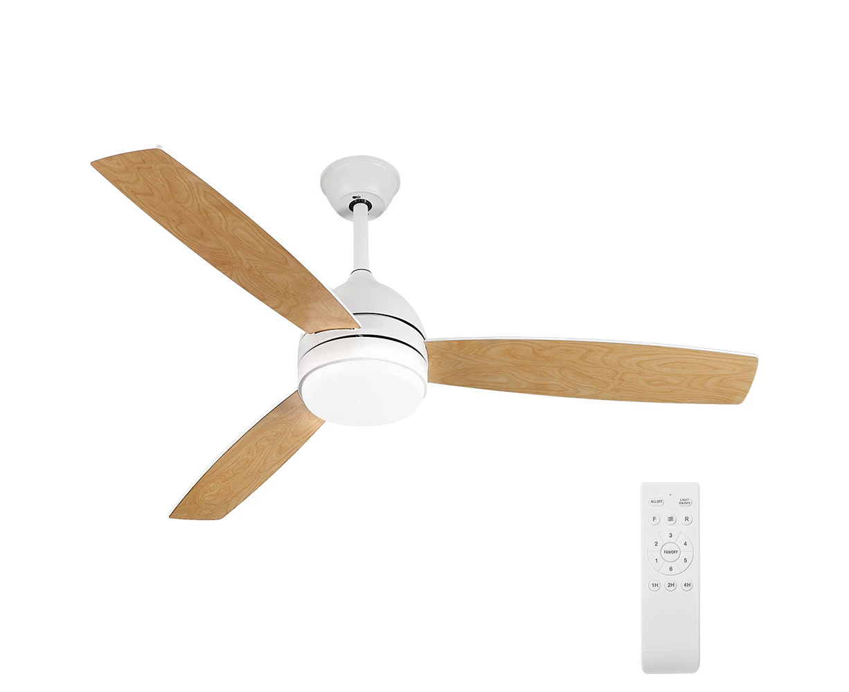 Krear 52" Ceiling Fan With Light DC Motor 6 Speed Wooden Blades Remote Control For Living Room