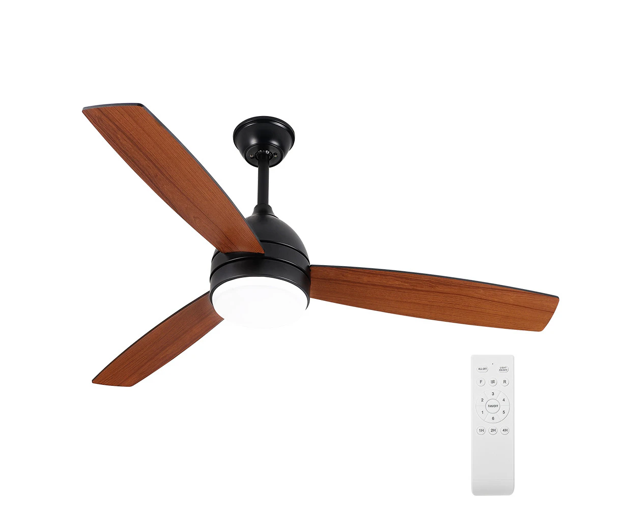 Krear 52" Ceiling Fan With Light 6 Speed Wooden Blades DC Motor Remote Control For Living Room