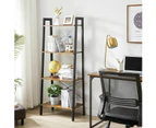 4-Tiers Metal Wood Ladder Shelf Display Storage Bookshelf Plant Stand