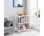 Foldable Strong Carbon Steel Storage Shelf 3 Tier White