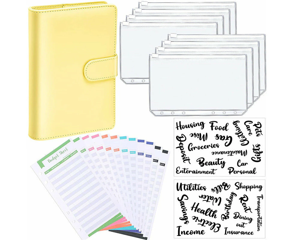 A6 Budget Planner Binder with Loose Leaf Sleeves - Yellow