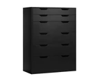 Oikiture 6 Chest of Drawers Tallboy Storage Cabinet Dresser Bedroom Black