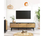 Oikiture TV Cabinet Entertainment Unit Stand Storage Three Door 160CM