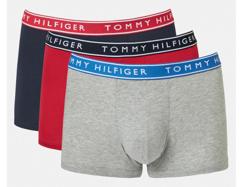 Tommy Hilfiger Men's Cotton Stretch Trunks 3-Pack - Evening Blue/Red/Grey