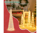 Costway 3PCS Pre-lit Christmas Cone Trees LED Xmas Decorative Conic Tree Set w/Star Strings Garden Party