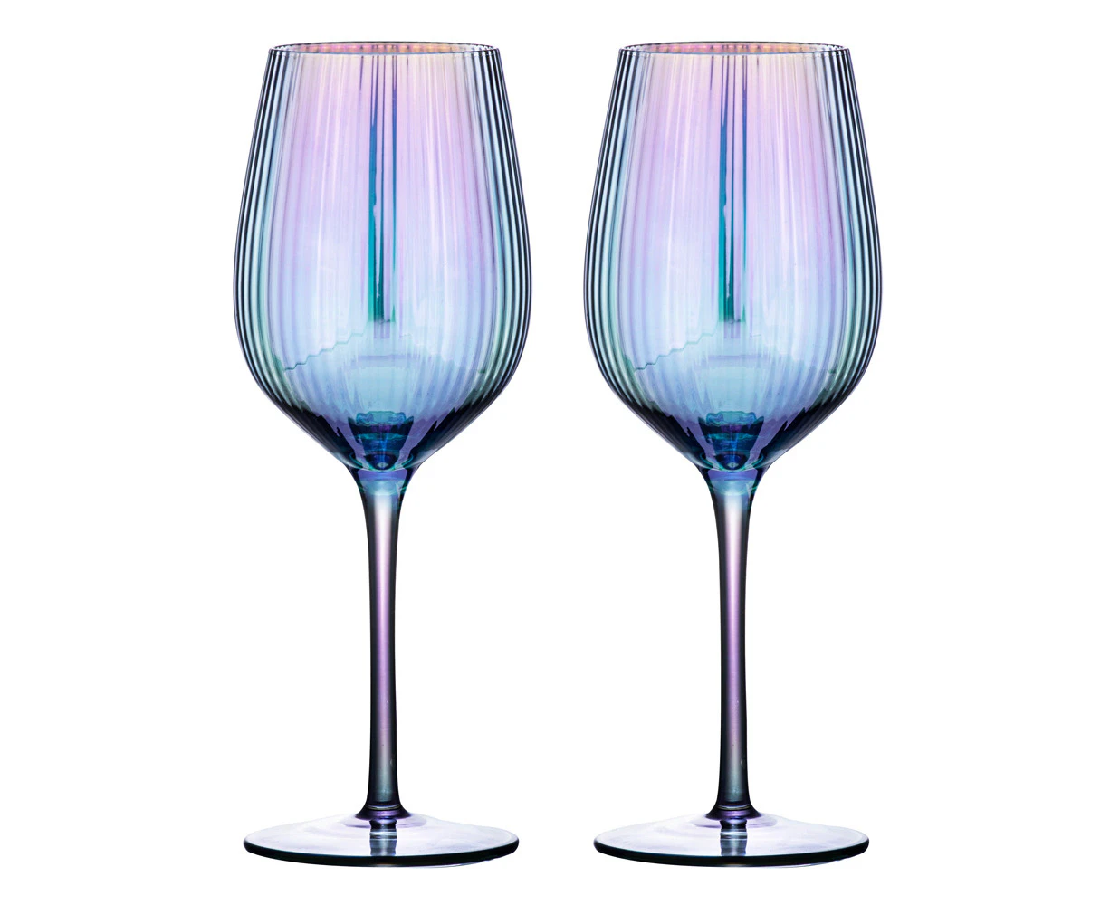 2pc Tempa Thalia 420ml Stemmed Crystal Wine Glass Goblet Glasses Set Black Pearl