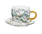 Ashdene Natures Keepers Double Walled 350ml Glass Tea Cup & Saucer Dragonfly