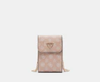 GUESS Noelle Mini Flap Chit Chat Crossbody Bag - Light Rose Logo