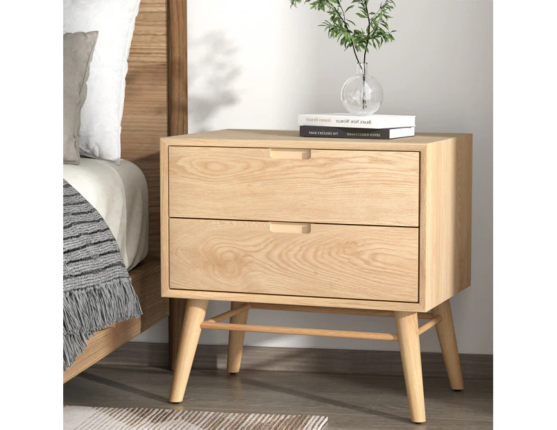 Artiss Bedside Table 2 Drawers - GINO Pine